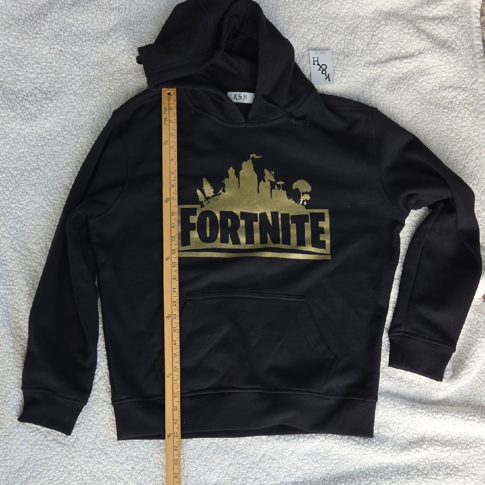 Mens Fortnite black  XL Hoodie Sweatshirt front pocket brand k&H Brand with tags